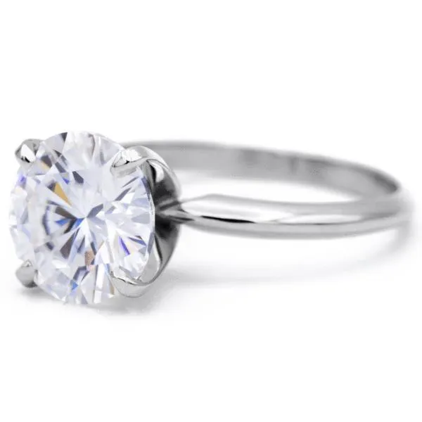 Rings Fire Brilliance Round Center Stone Platinum 4 Prongs Solitaire Ring