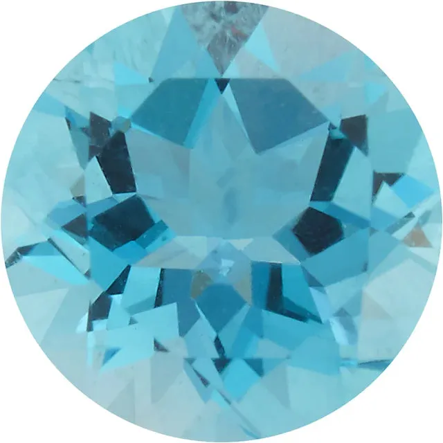 Rings Fire Brilliance Round Swiss Blue Topaz Natural Gemstones