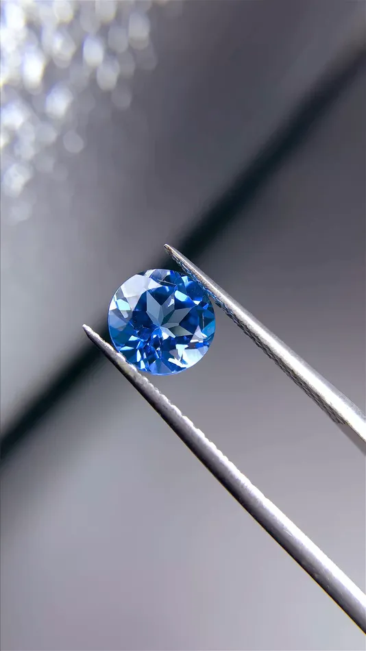 Rings Fire Brilliance Round Swiss Blue Topaz Natural Gemstones
