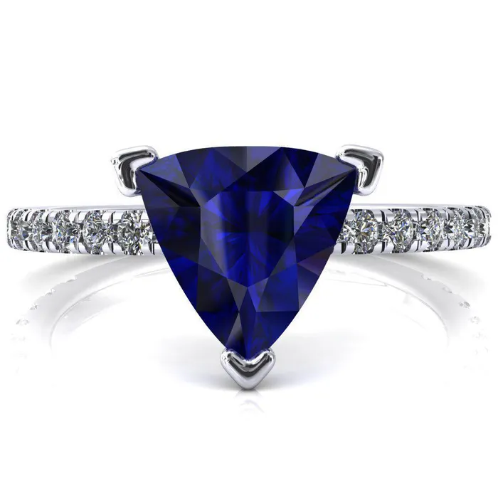 Rings Fire Brilliance Sicili Trillion Blue Sapphire 3 Prong 34 Micro Pave Diamond Engagement Ring Rings Fire Brilliance Sicili Trillion Blue Sapphire 3 Prong 34 Micro Pave Diamond Engagement Ring