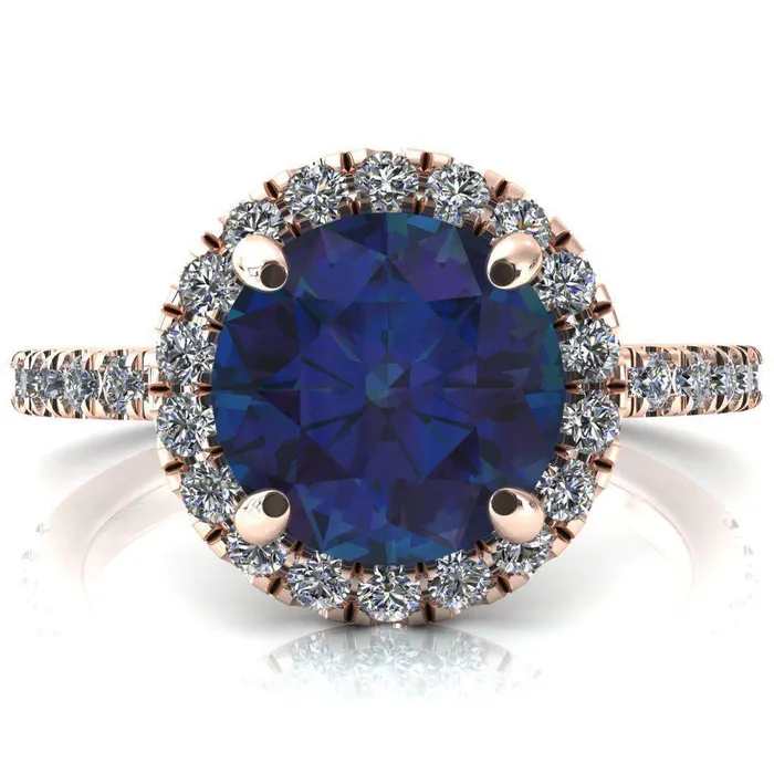 Rings Fire Brilliance Talia Round Alexandrite 4 Prong Halo 58 Micropave Engagement Ring