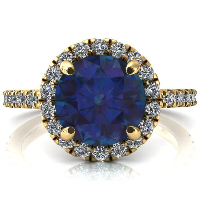 Rings Fire Brilliance Talia Round Alexandrite 4 Prong Halo 58 Micropave Engagement Ring