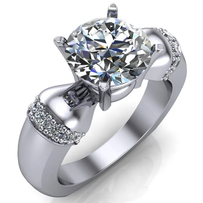 Rings Fire Brilliance Ursula Round Center Stone 4 Prong Diamond Shoulder Engagement Ring Rings Fire Brilliance Ursula Round Center Stone 4 Prong Diamond Shoulder Engagement Ring