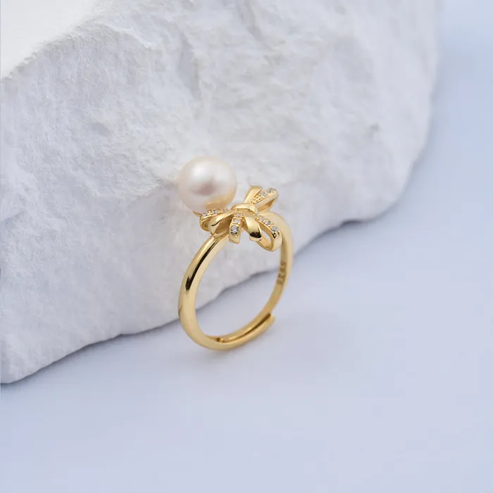 Rings Freshwater Pearl Ring WR00313 RIBBON Pearly Lustre
