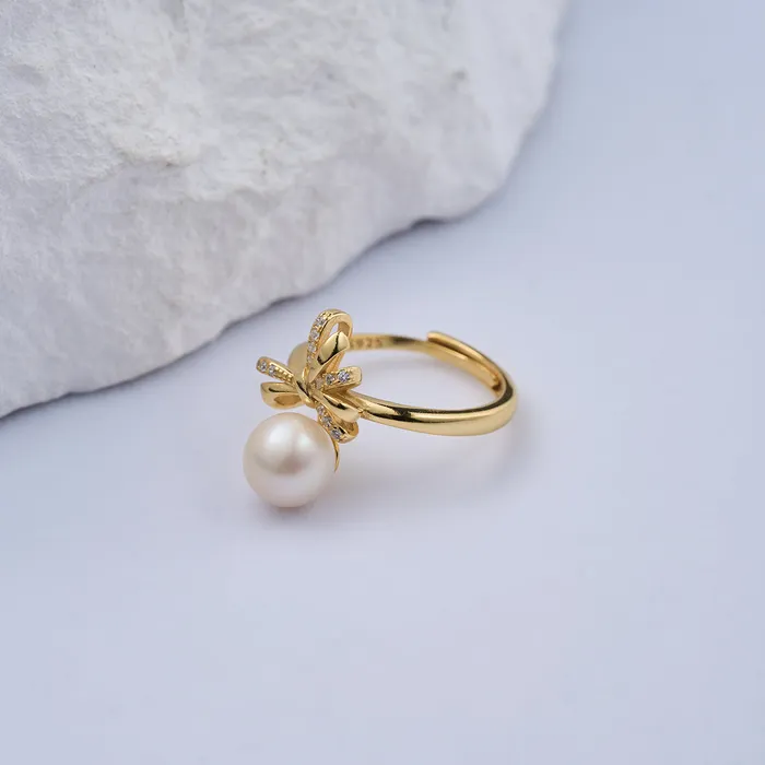 Rings Freshwater Pearl Ring WR00313 RIBBON Pearly Lustre