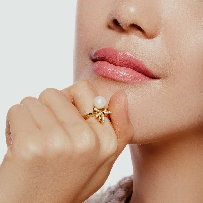 Rings Freshwater Pearl Ring WR00313 RIBBON Pearly Lustre