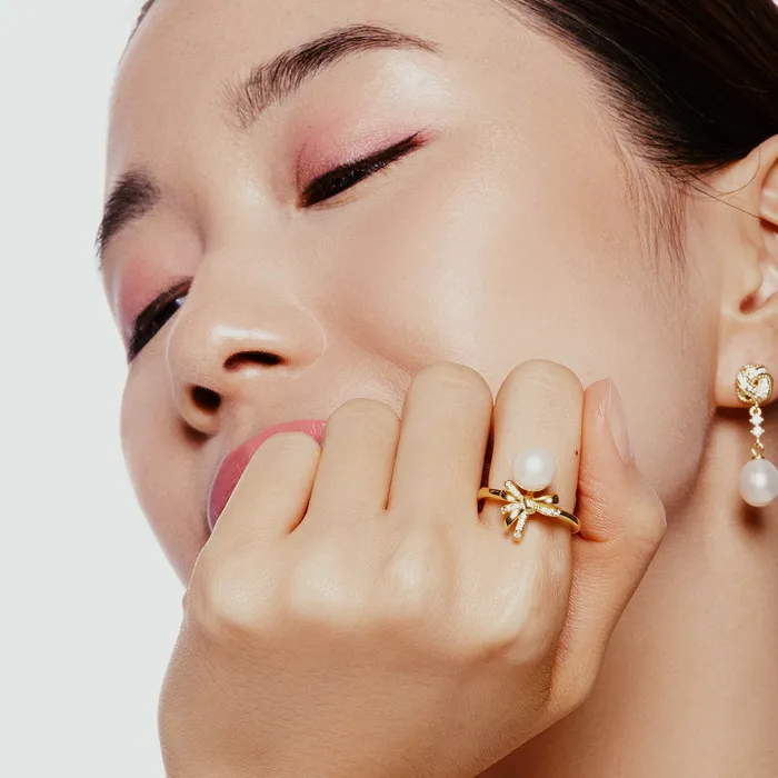 Rings Freshwater Pearl Ring WR00313 RIBBON Pearly Lustre