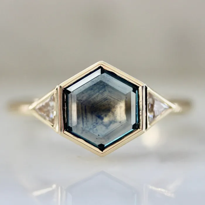 Rings Giddy Up Blue Hexagon Portrait Cut Montana Sapphire Ring Made By Gem Breakfast Rings Giddy Up Blue Hexagon Portrait Cut Montana Sapphire Ring Made By Gem Breakfast