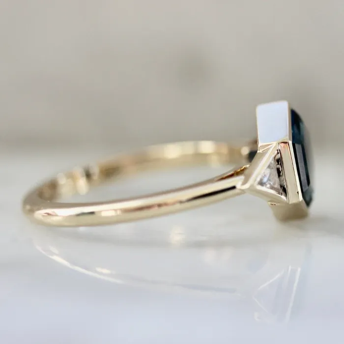 Rings Giddy Up Blue Hexagon Portrait Cut Montana Sapphire Ring Made By Gem Breakfast