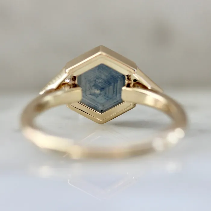 Rings Giddy Up Blue Hexagon Portrait Cut Montana Sapphire Ring Made By Gem Breakfast