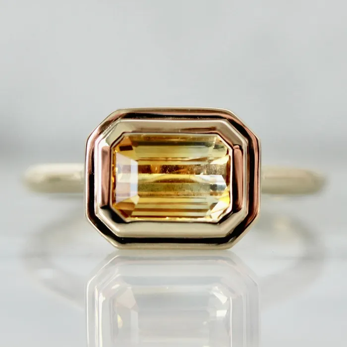 Rings Golden Ticket YellowWhite Emerald Cut Sapphire Ring Made By Gem Breakfast Rings Golden Ticket YellowWhite Emerald Cut Sapphire Ring Made By Gem Breakfast