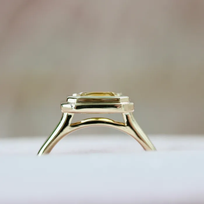 Rings Golden Ticket YellowWhite Emerald Cut Sapphire Ring Made By Gem Breakfast
