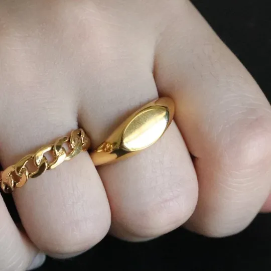 Rings Jewelvers 18K GoldFilled Oval Band Ring Rings Jewelvers 18K GoldFilled Oval Band Ring
