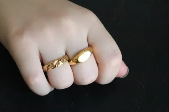 Rings Jewelvers 18K GoldFilled Oval Band Ring Rings Jewelvers 18K GoldFilled Oval Band Ring