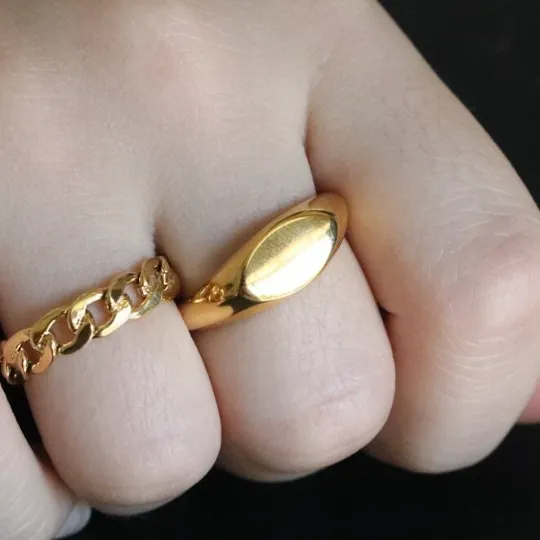 Rings Jewelvers 18K GoldFilled Oval Band Ring Rings Jewelvers 18K GoldFilled Oval Band Ring