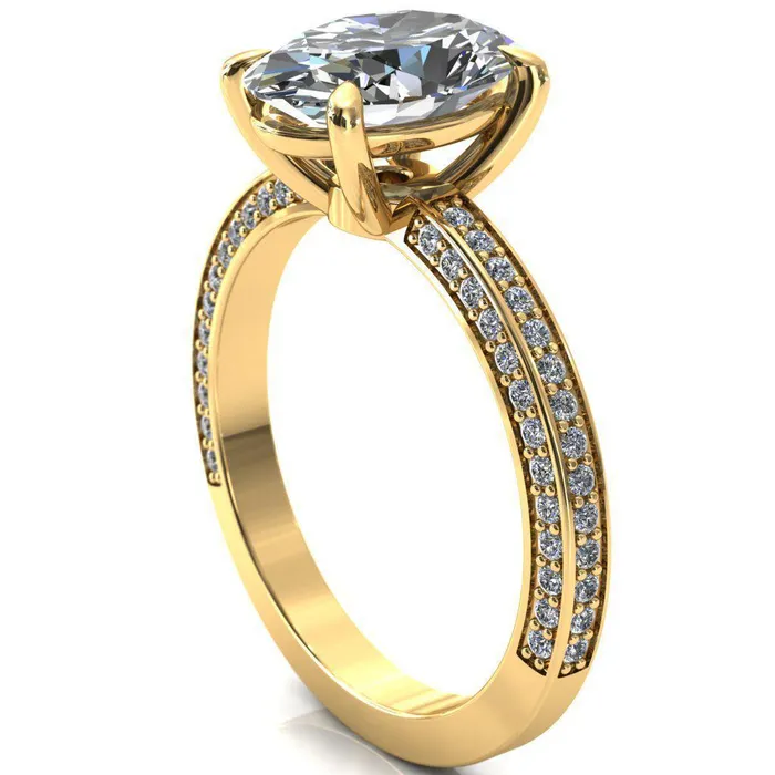 Rings Kailee Oval Center Stone 4 Prong 34 Eternity 3 Sided Diamond Shank Engagement Ring Fire Brilliance 