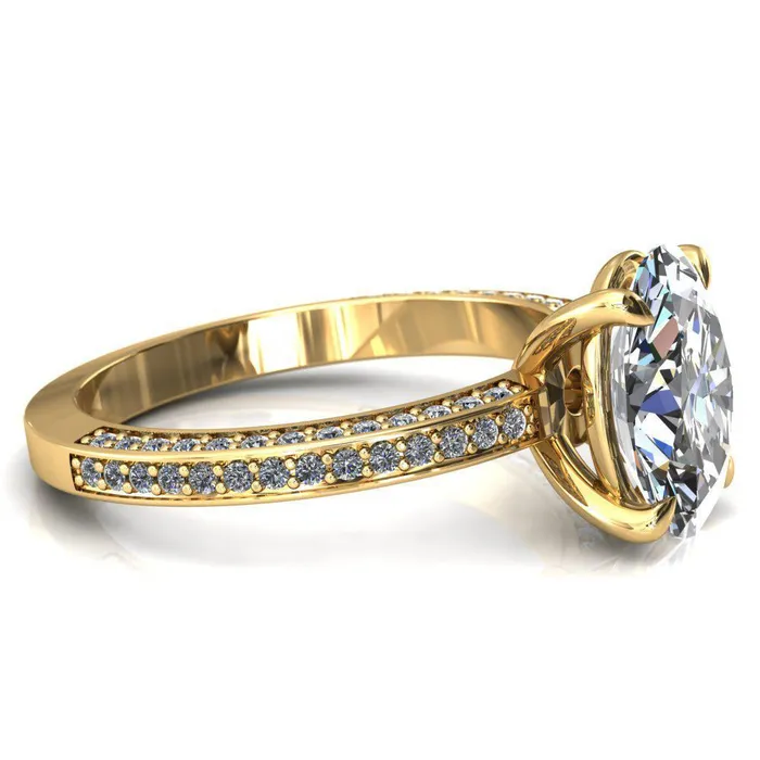Rings Kailee Oval Center Stone 4 Prong 34 Eternity 3 Sided Diamond Shank Engagement Ring Fire Brilliance 