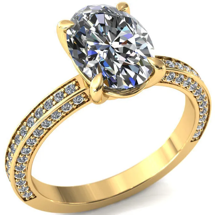 Rings Kailee Oval Center Stone 4 Prong 34 Eternity 3 Sided Diamond Shank Engagement Ring Fire Brilliance 