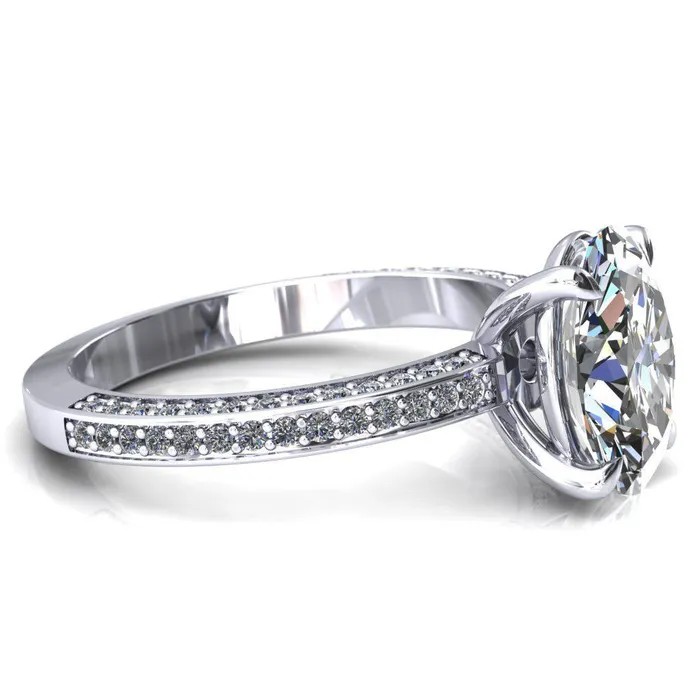 Rings Kailee Oval Center Stone 4 Prong 34 Eternity 3 Sided Diamond Shank Engagement Ring Fire Brilliance 