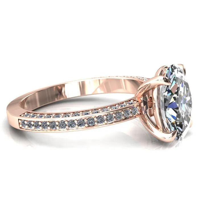 Rings Kailee Oval Center Stone 4 Prong 34 Eternity 3 Sided Diamond Shank Engagement Ring Fire Brilliance 