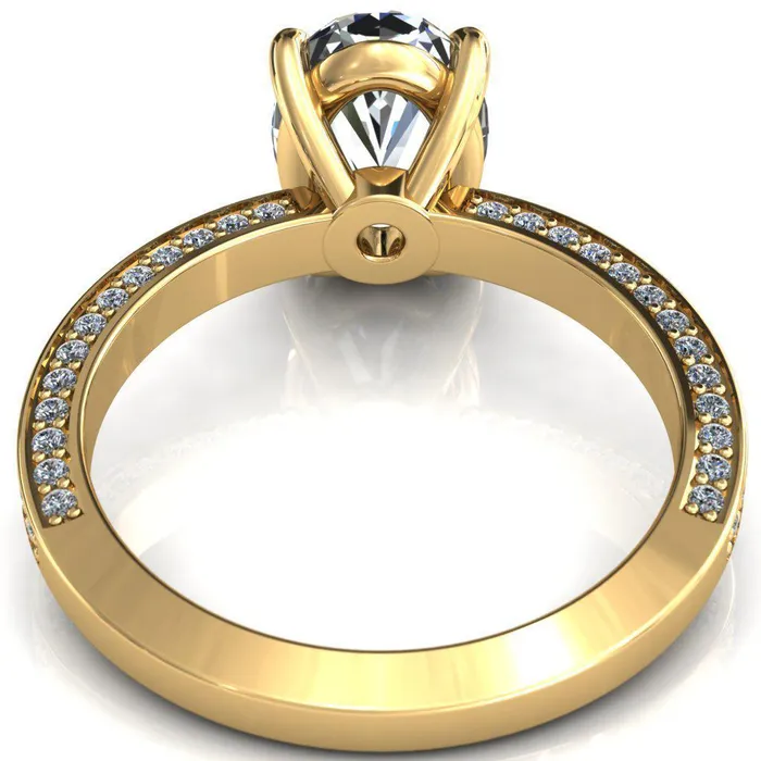 Rings Kailee Oval Center Stone 4 Prong 34 Eternity 3 Sided Diamond Shank Engagement Ring Fire Brilliance 