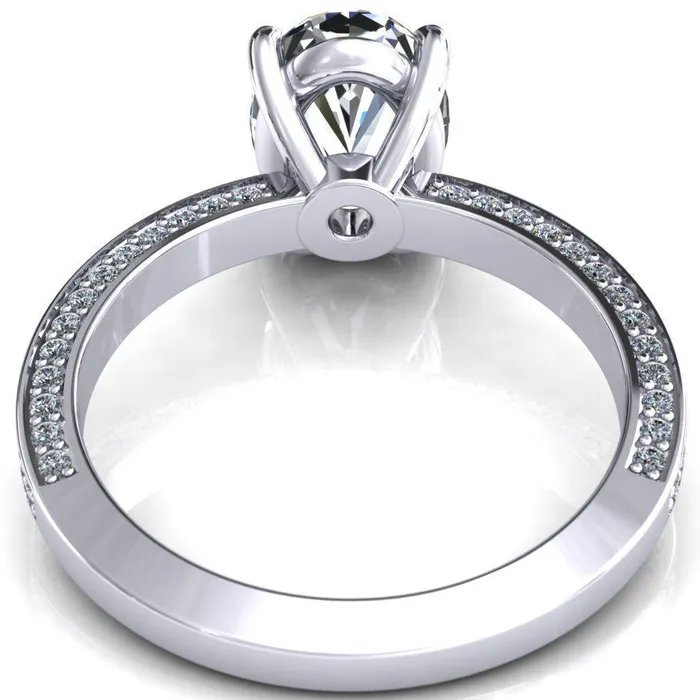 Rings Kailee Oval Center Stone 4 Prong 34 Eternity 3 Sided Diamond Shank Engagement Ring Fire Brilliance 