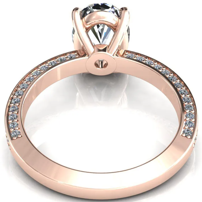 Rings Kailee Oval Center Stone 4 Prong 34 Eternity 3 Sided Diamond Shank Engagement Ring Fire Brilliance 