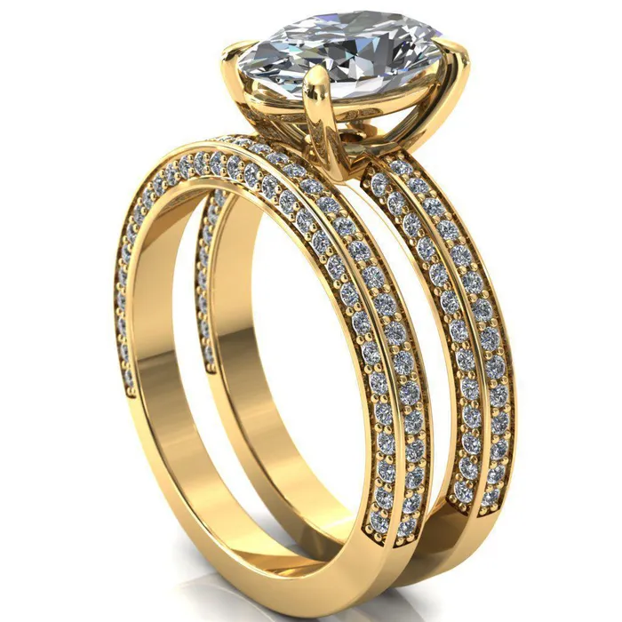 Rings Kailee Oval Center Stone 4 Prong 34 Eternity 3 Sided Diamond Shank Engagement Ring Fire Brilliance 
