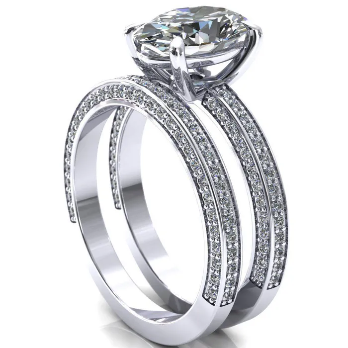 Rings Kailee Oval Center Stone 4 Prong 34 Eternity 3 Sided Diamond Shank Engagement Ring Fire Brilliance 