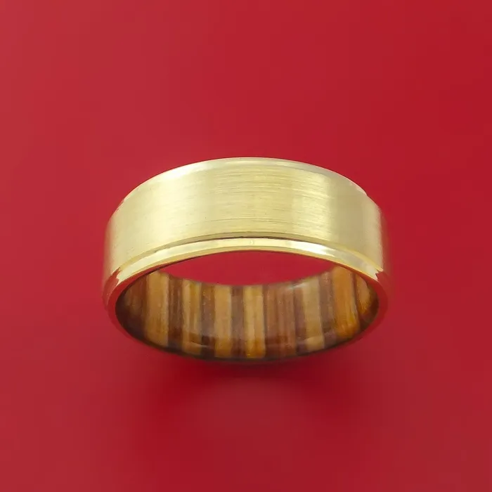 Rings Lashbrook 14k Yellow Gold Ring with Interior Hardwood Sleeve Custom Made Band Rings Lashbrook 14k Yellow Gold Ring with Interior Hardwood Sleeve Custom Made Band
