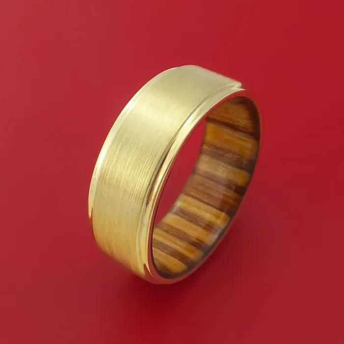 Rings Lashbrook 14k Yellow Gold Ring with Interior Hardwood Sleeve Custom Made Band Rings Lashbrook 14k Yellow Gold Ring with Interior Hardwood Sleeve Custom Made Band