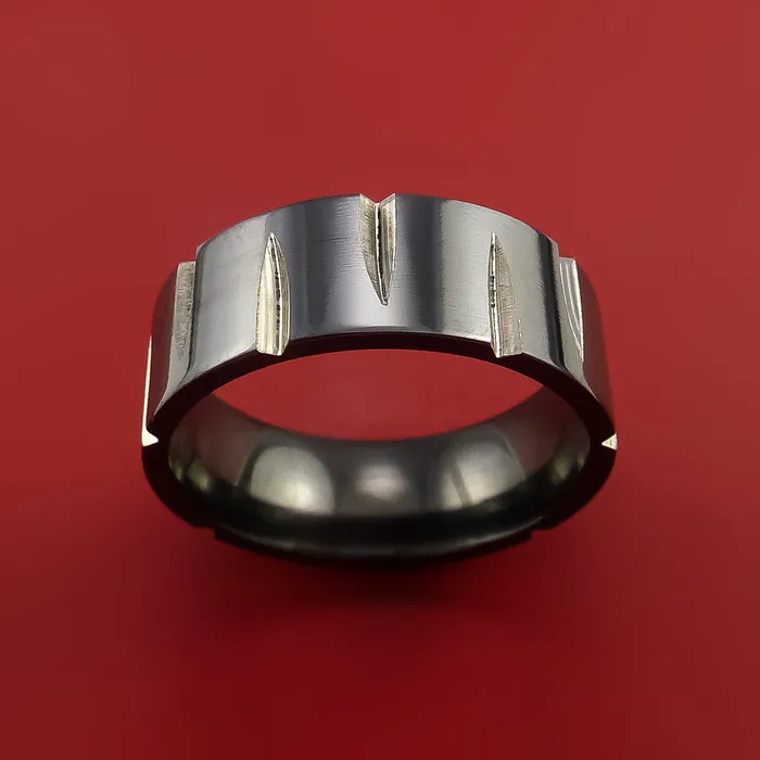Rings Lashbrook Black Zirconium Wedge Cut Wedding Band Ring Made to Any Sizing and Finish 322 Rings Lashbrook Black Zirconium Wedge Cut Wedding Band Ring Made to Any Sizing and Finish 322