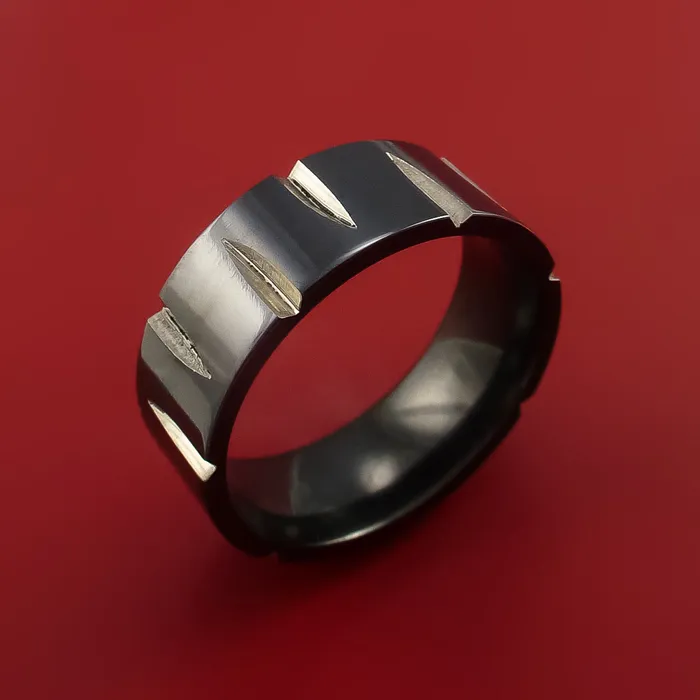 Rings Lashbrook Black Zirconium Wedge Cut Wedding Band Ring Made to Any Sizing and Finish 322 Rings Lashbrook Black Zirconium Wedge Cut Wedding Band Ring Made to Any Sizing and Finish 322