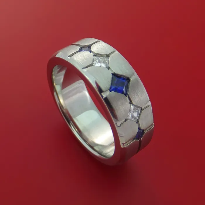 Rings Lashbrook Cobalt Chrome with Sapphires and Diamonds Custom Made Band