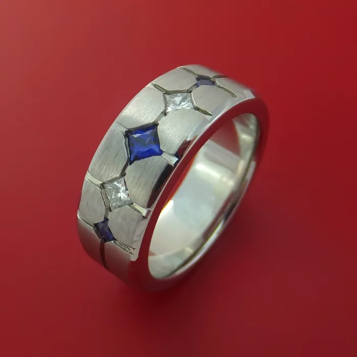 Rings Lashbrook Cobalt Chrome with Sapphires and Diamonds Custom Made Band