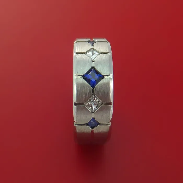 Rings Lashbrook Cobalt Chrome with Sapphires and Diamonds Custom Made Band