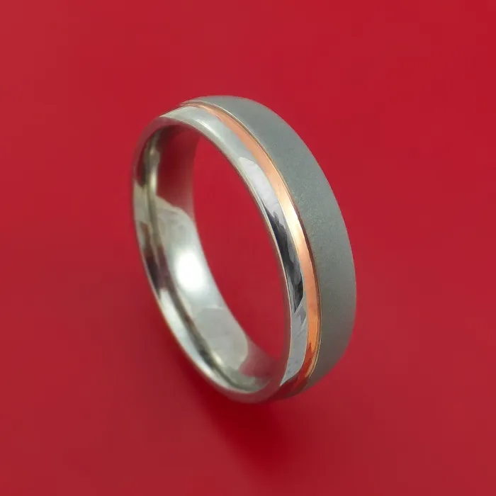 Rings Lashbrook Titanium Ring with Recessed Copper Inlay Custom Made Band