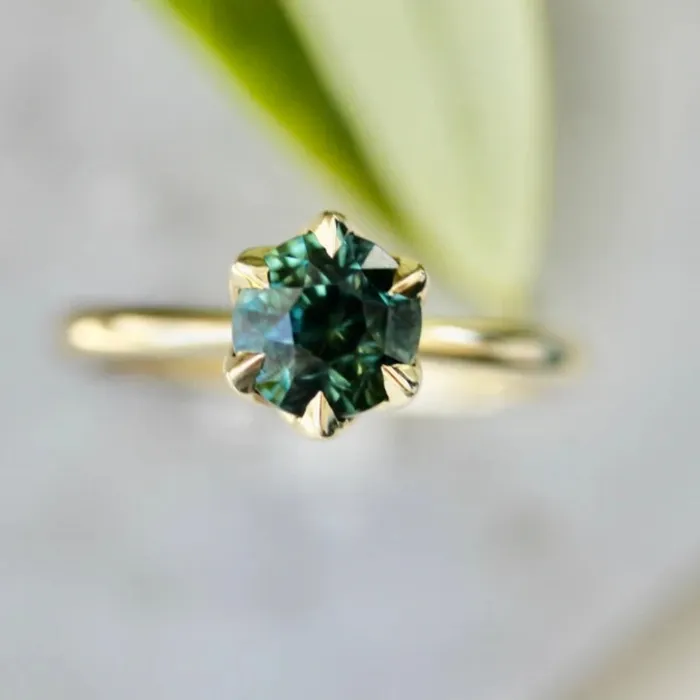 Rings Made By Gem Breakfast Faerie Circle Green Round Cut Sapphire Ring