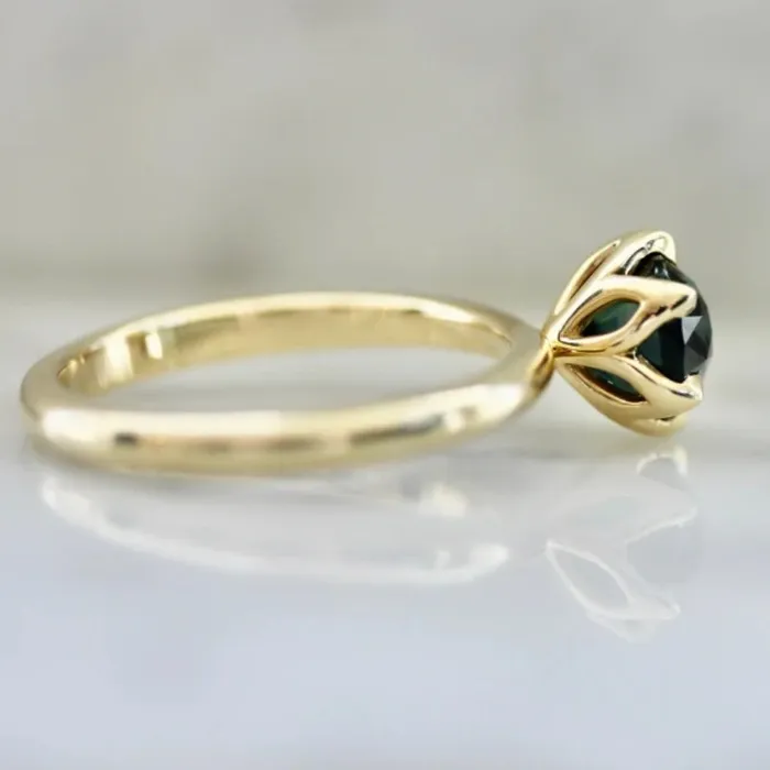 Rings Made By Gem Breakfast Faerie Circle Green Round Cut Sapphire Ring