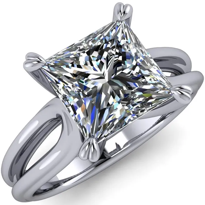 Rings Martha PrincessSquare Moissanite 4 Prong Split Shank Engagement Ring Fire Brilliance 