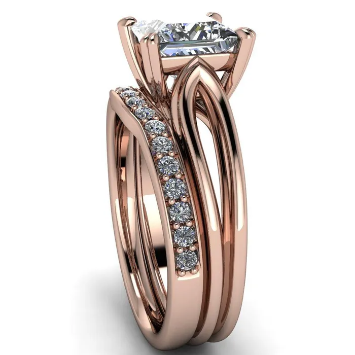 Rings Martha PrincessSquare Moissanite 4 Prong Split Shank Engagement Ring Fire Brilliance 
