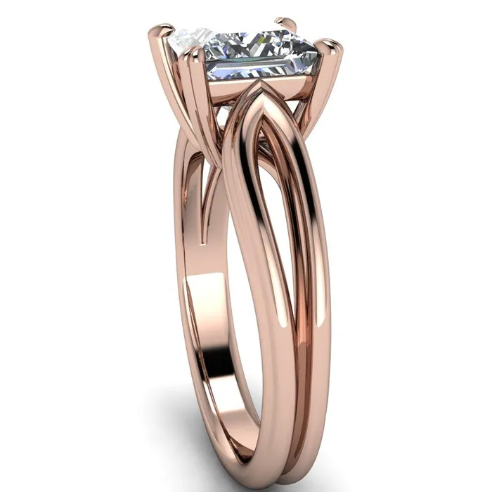 Rings Martha PrincessSquare Moissanite 4 Prong Split Shank Engagement Ring Fire Brilliance 