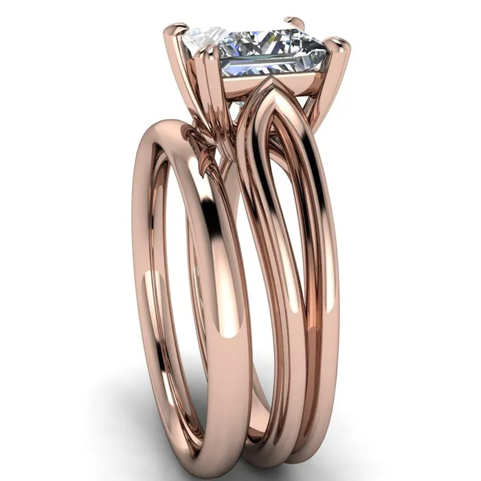 Rings Martha PrincessSquare Moissanite 4 Prong Split Shank Engagement Ring Fire Brilliance 