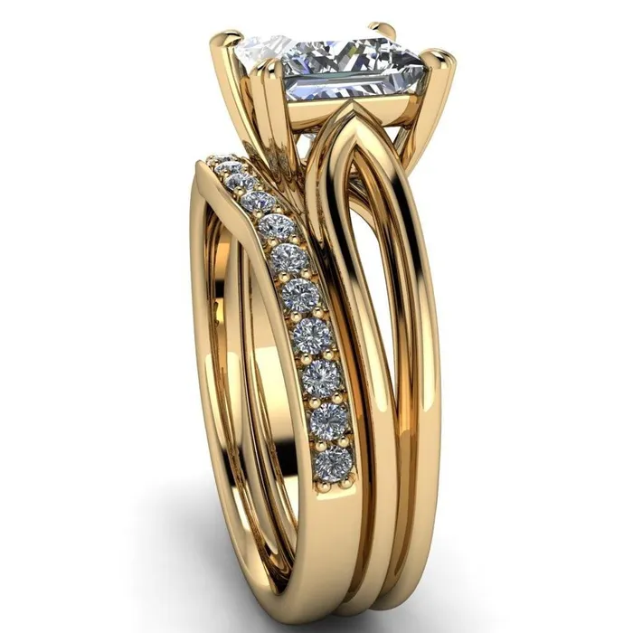 Rings Martha PrincessSquare Moissanite 4 Prong Split Shank Engagement Ring Fire Brilliance 