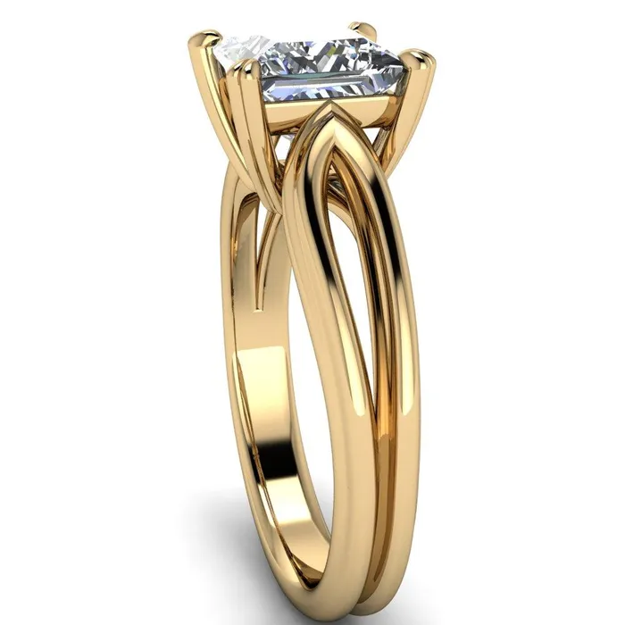 Rings Martha PrincessSquare Moissanite 4 Prong Split Shank Engagement Ring Fire Brilliance 