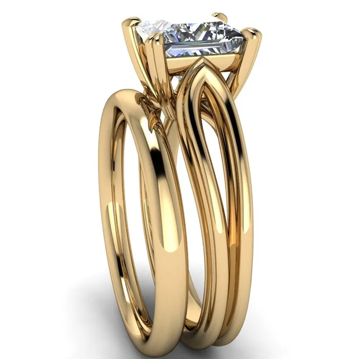 Rings Martha PrincessSquare Moissanite 4 Prong Split Shank Engagement Ring Fire Brilliance 