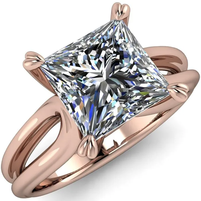 Rings Martha PrincessSquare Moissanite 4 Prong Split Shank Engagement Ring Fire Brilliance 