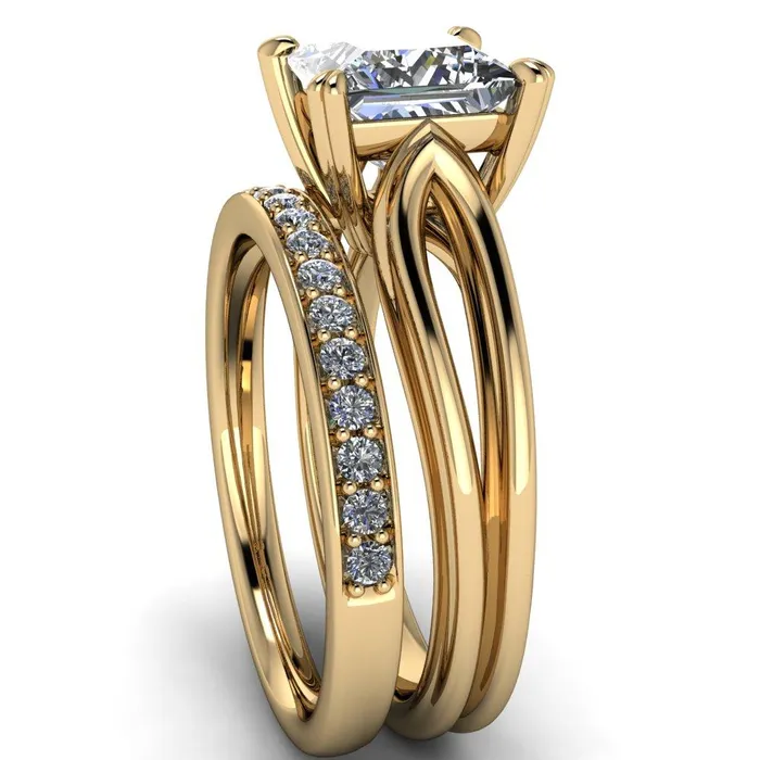 Rings Martha PrincessSquare Moissanite 4 Prong Split Shank Engagement Ring Fire Brilliance 
