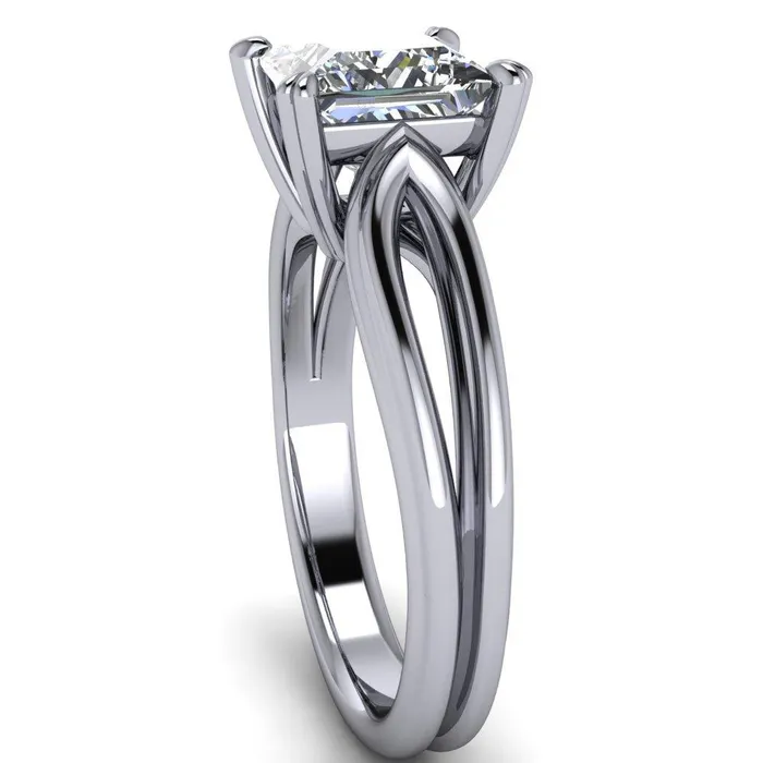 Rings Martha PrincessSquare Moissanite 4 Prong Split Shank Engagement Ring Fire Brilliance 