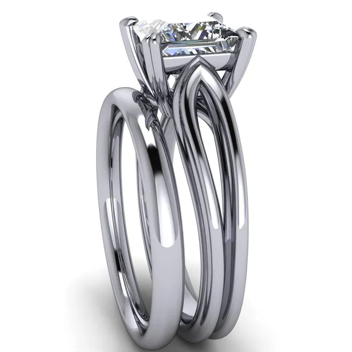 Rings Martha PrincessSquare Moissanite 4 Prong Split Shank Engagement Ring Fire Brilliance 